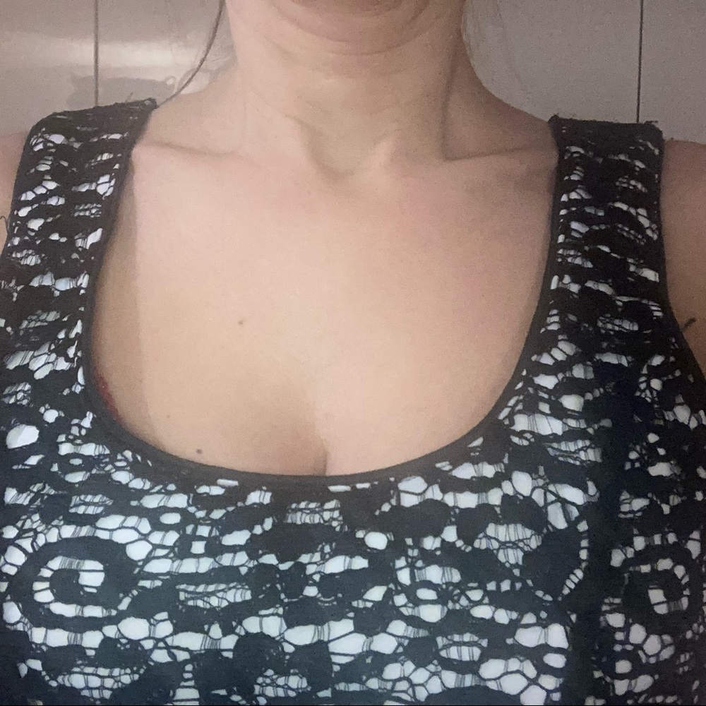 XOXO, size 1-2 black and white lace dress.